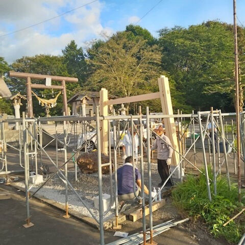 今回は、奈井江神社の手水舎建て替え工事の現場をご紹介します！
